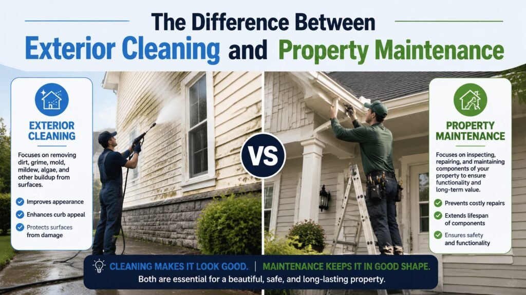 The Difference Between Exterior Cleaning and Property Maintenance