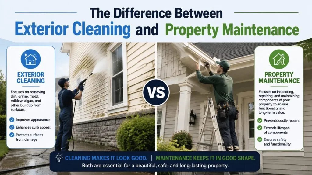 The Difference Between Exterior Cleaning and Property Maintenance