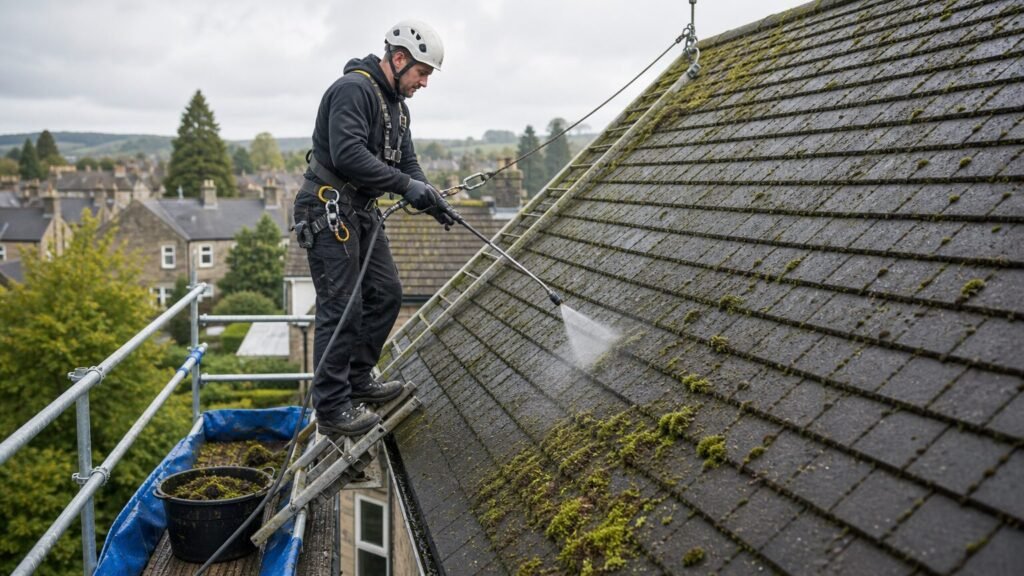 The Safest Way of Cleaning Moss Off Roofs in the UK